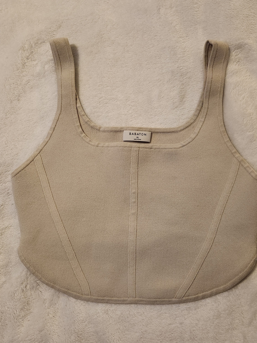Aritzia Babaton Sculpt Knit Bustier Tank In Beige Size XL